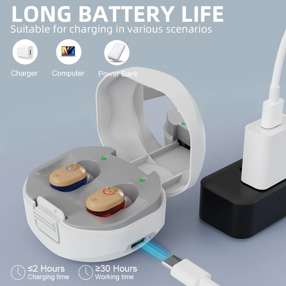 (image for) Wireless Hearing Earphones Fast Charging TWS Mini Personal Sound Amplifiers